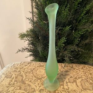 Frosted Green Glass Bud Vase